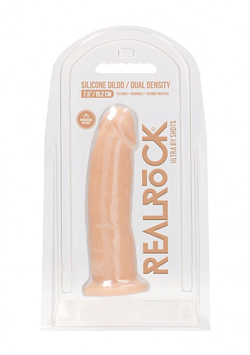 Телесный фаллоимитатор без мошонки Shots Media BV Silicone Dildo Without Balls REA080FLE (19,2 см)