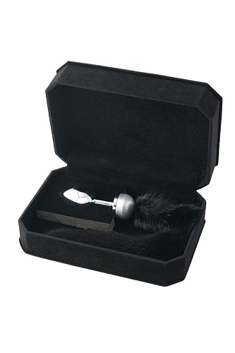 Маленькая анальная втулка с чёрным хвостом ToyFa 712021 (8,5 см)