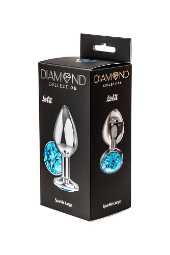 Большая серебристая анальная пробка с нежно-голубым кристаллом Lola toys Diamond Light blue Sparkle Large 4010-04Lola (8 см)
