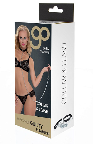 Чёрный ошейник с поводком Blush Novelties Collar and Leash 520070