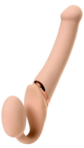 Телесный безремневой вибрострапон Strap-on-me Silicone Bendable Strap-On M 6013892
