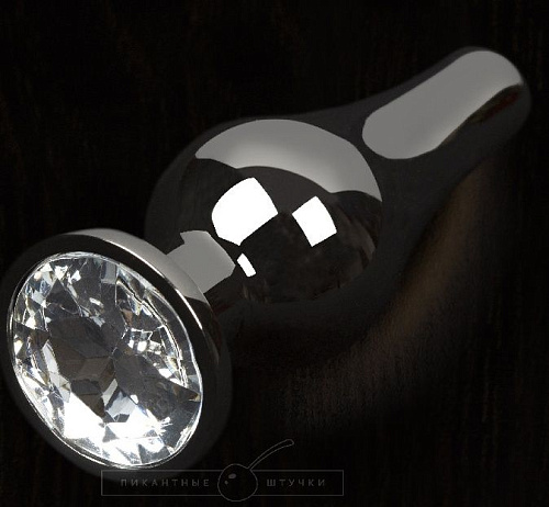 Графитовая удлинённая анальная пробка с прозрачным кристаллом Пикантные штучки DP11S002M2-1GDIA (8,5 см)