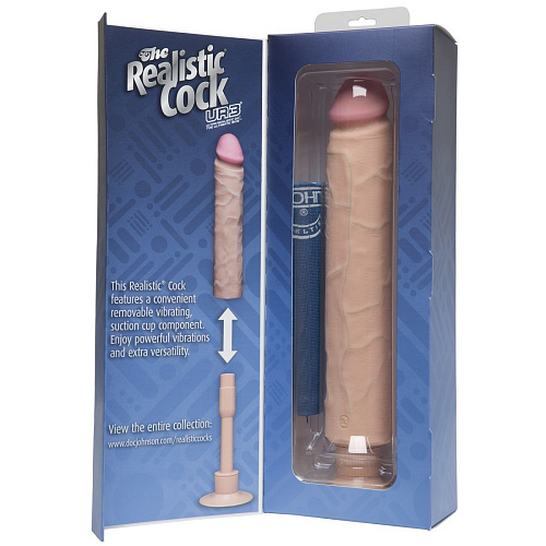 Телесный вибратор Doc Johnson The Realistic Cock ULTRASKYN Without Balls Vibrating 12” 1160-32-BX (33,5 см)