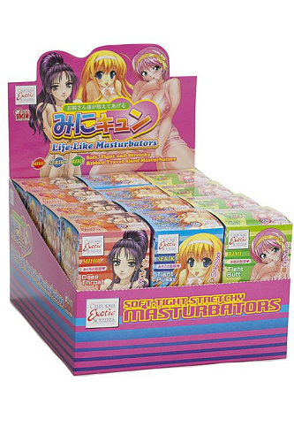 Набор из 12 мини-мастурбаторов телесного цвета California Exotic Novelties ANIME Masturbators Counter Display SE-3504-00-3