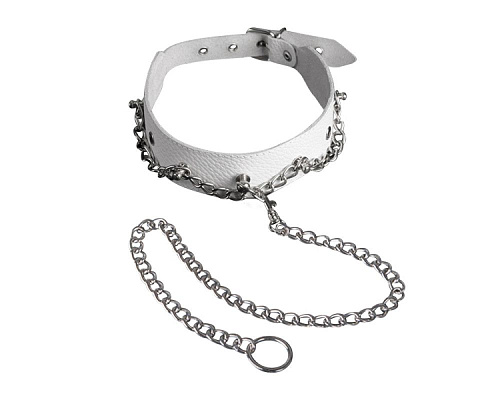 Белый ошейник с цепью Sitabella 3117-3