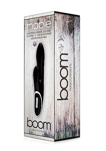 Чёрный вибромассажёр со стимуляцией клитора Shots Media BV Maple BOOM005BLK (23 см)
