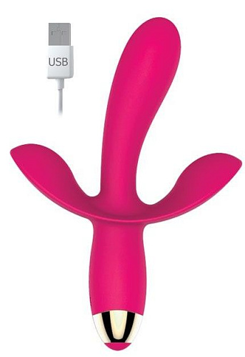 Ярко-розовый вибратор с двумя отростками Bior toys ST-40155-16