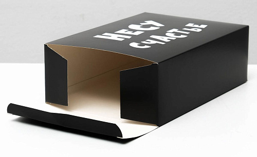 Чёрная мкладная коробка Сима-Ленд «Несу счастье» 4843602 (16×23×7,5 см)