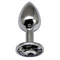 Серебристая анальная пробка с прозрачным стразом Eroticon P3404M-06 (7 см)