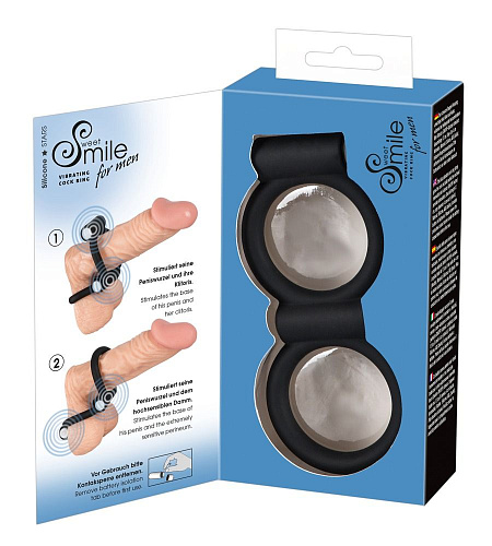 Виброкольцо чёрного цвета для пениса и мошонки Orion Smile 0584860