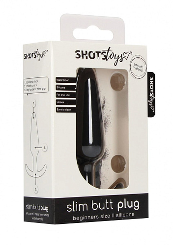 Чёрная анальная пробка для ношения Shots Media BV Slim Butt Plug SHT427BLK (8,3 см)