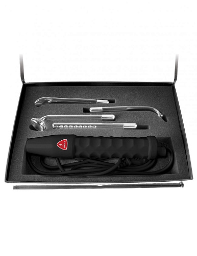 Чёрный электростимулятор с различными насадками для воздействия на эрогенные зоны Pipedream PD3725-00