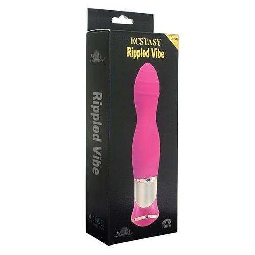 Ярко-розовый вибратор с ротацией Howells ECSTASY Deluxe Rippled Vibe 173806pink (20 см)