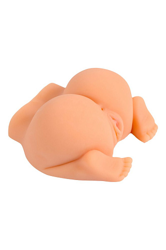 Телесного цвета женский полуторс в позиции «догги-стайл» с двумя любовными тоннелями Xise XS-MA50021