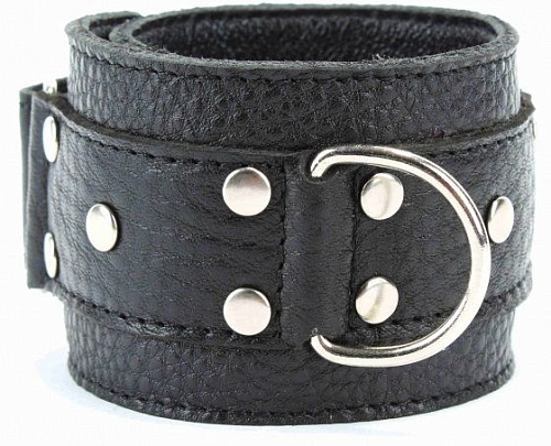 Чёрные кожаные оковы на липучке БДСМ арсенал 56001ars