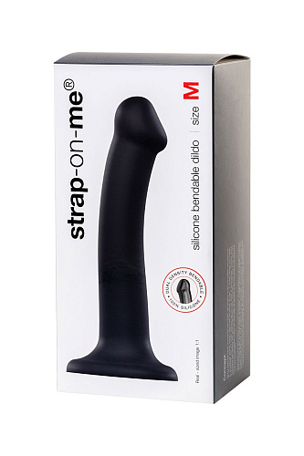 Чёрный фаллос на присоске Strap-on-me Silicone Bendable Dildo M 6013144 (18 см)