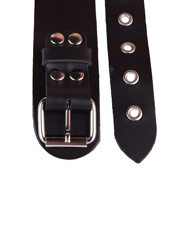 Чёрный кожаный ошейник с кольцом и клепками Sitabella 3195-1