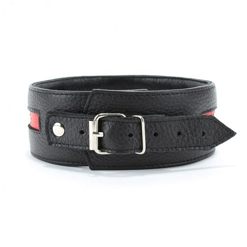 Чёрно-красный ошейник на пряжке БДСМ арсенал 55023