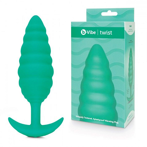 Зелёный ребристый анальный виброплаг b-Vibe Twist BV-022-GRN (13,5 см)