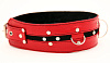 Красный ошейник с клёпками и чёрной полосой БДСМ арсенал 55002