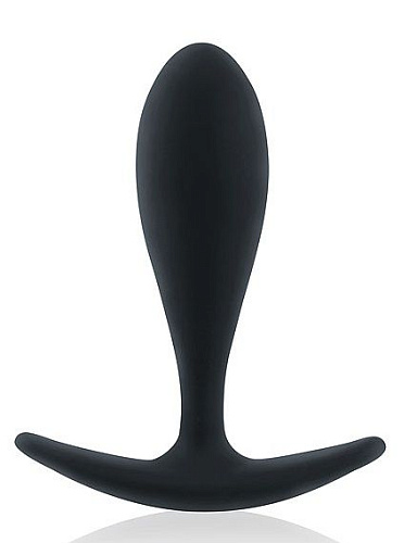 Чёрная гладкая анальная пробка с ограничительным основанием Bior toys SEM-55194 (9 см)