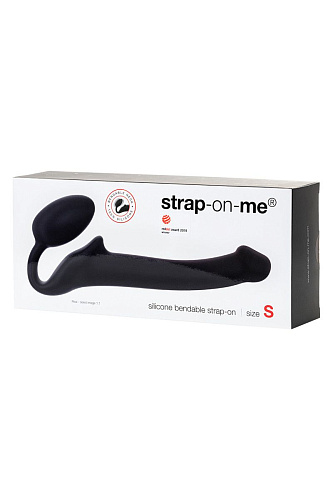 Чёрный безремневой страпон Strap-on-me Silicone Bendable Strap-On S 6012833