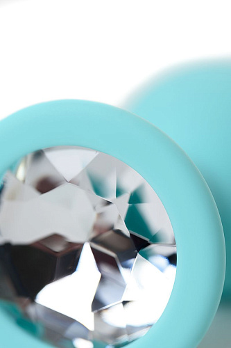 Мятная анальная пробка с прозрачным кристаллом Штучки-дрючки 690111 (7,3 см)