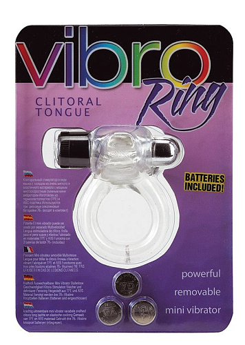 Прозрачное эрекционное кольцо Seven Creations VIBRO RINCLITORAL TONGUE CLEAR 21-21CL-BCD