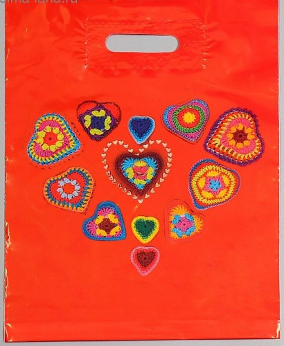 Красный полиэтиленовый пакет с сердечками Сима-Ленд 4668362 (31×40 см)