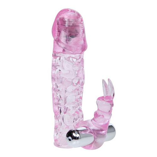 Розовая насадка на фаллос с вибрацией Baile BI-026201A-0101 (13 см)
