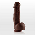 Коричневый фаллоимитатор с поджатой мошонкой и присоской Sitabella f037
