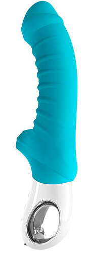 Бирюзовый вибратор с рёбрышками Fun Factory Tiger 1131074 (22,3 см)