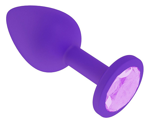 Фиолетовая силиконовая пробка с сиреневым кристаллом Сумерки богов 519-13 lilac-DD (7,3 см)