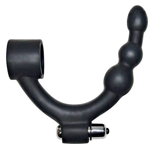 Чёрное эрекционное кольцо с вибрацией и анальным стимулятором Orion Black Hour Penisring 0574350