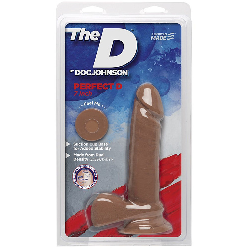Кофейный фаллоимитатор-мулат Doc Johnson The D Perfect D 7 Caramel 1700-26-CD (17,8 см)