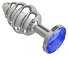 Серебристая пробка с рёбрышками и синим кристаллом Сумерки богов 515-07 blue-DD (7 см)
