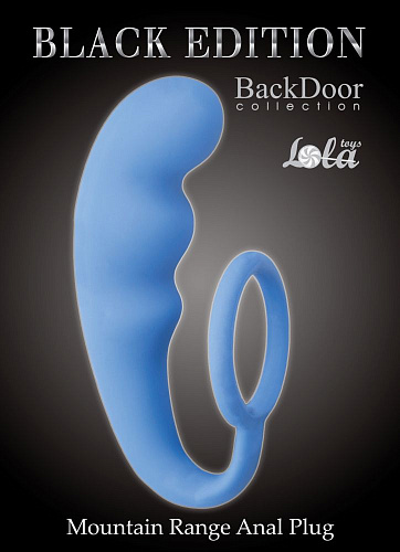 Нежно-голубое эрекционное кольцо с анальным стимулятором Lola toys Mountain Range Anal Plug 4218-03Lola