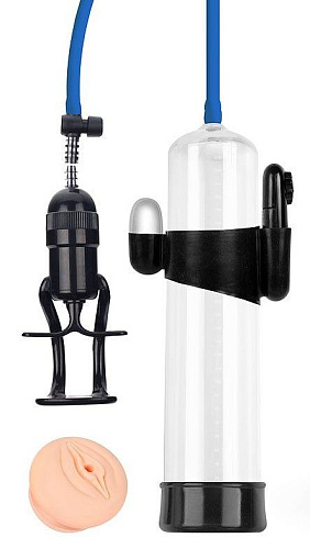 Прозрачная вакуумная вибропомпа с насадкой-вагиной Bior toys Sex Expert SEM-55165