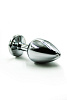 Серебристая алюминиевая анальная пробка с чёрным кристаллом Kanikule KL-AL007L (8,4 см)