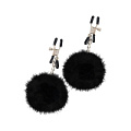 Чёрные меховые шарики на зажимах Pipedream POM POM NIPPLE CLAMPS PD4456-23