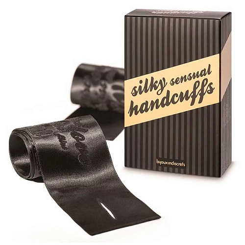 Чёрные ленты для связывания Bijoux Indiscrets SILKY SENSUAL HANDCUFFS 0071