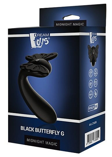 Чёрный вибромассажёр-бабочка Dream Toys BUTTERFLY G 21638