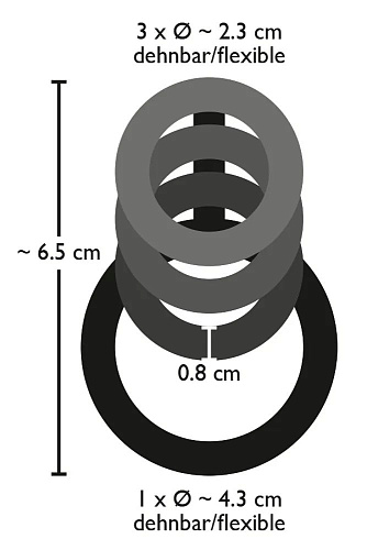 Дымчатая стимулирующая насадка на пенис из 4 колец Orion 05055870000 (6,5 см)