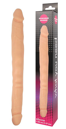 Телесный двойной фаллоимитатор Bior toys Erowoman EE-10220 (30 см)