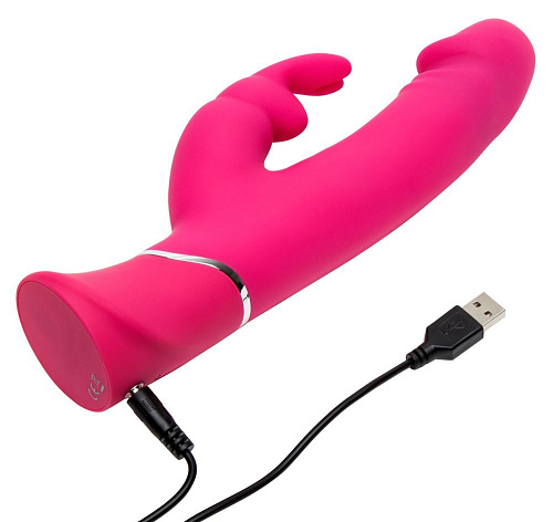Розовый вибратор-кролик Happy Rabbit Realistic Dual Density Rechargeable Rabbit Vibrator 79370 (25,5 см)