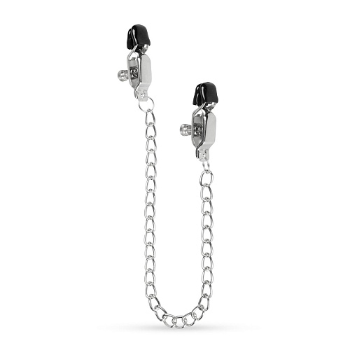 Серебристые зажимы на соски с цепочкой EDC Wholesale Easytoys Big Nipple Clamps With Chain ET624SIL