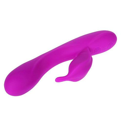 Лиловый вибратор с клиторальным отростком Baile Yves BI-014283 (17 см)