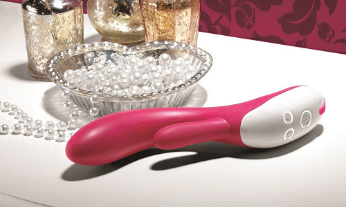 Розово-белый вибратор c ротацией Nexus Range Bisous E24796 (23 см)