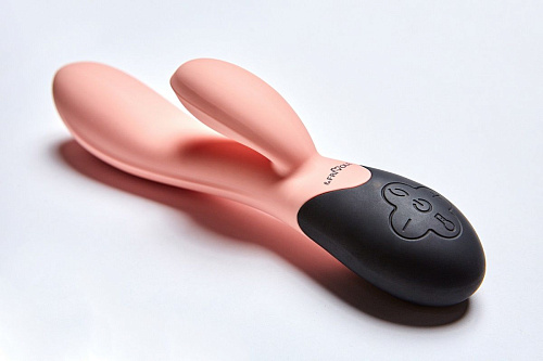 Персиковый вибратор с клиторальным отростком и нагревом Le Frivole Perseus 05488 (20,8 см)