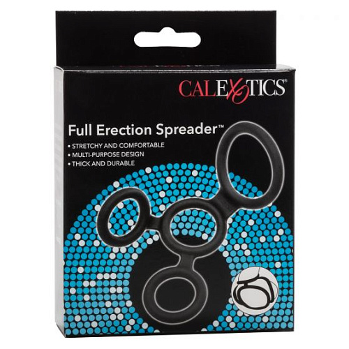Чёрное эрекционное кольцо с дополнительными утяжками California Exotic Novelties Full Erection Spreader SE-1426-20-3